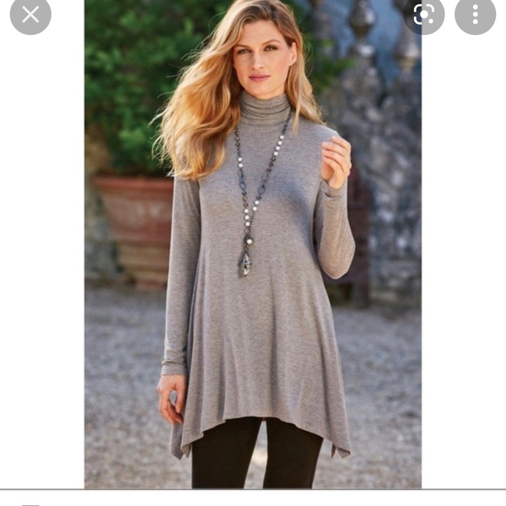 Soft Surroundings Timely Gray Turtleneck Tunic Top size Small